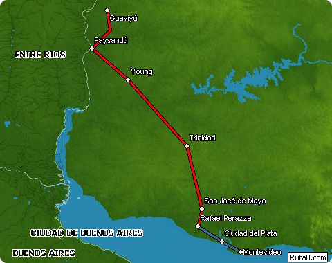hoja de ruta desde montevideo a guaviyu